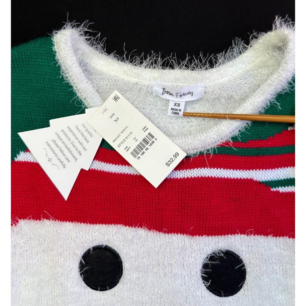 Women's Snowman Christmas Fuzzy Stretchy Sweater Dress Size XS Party Holiday NEW - Picture 8 of 13